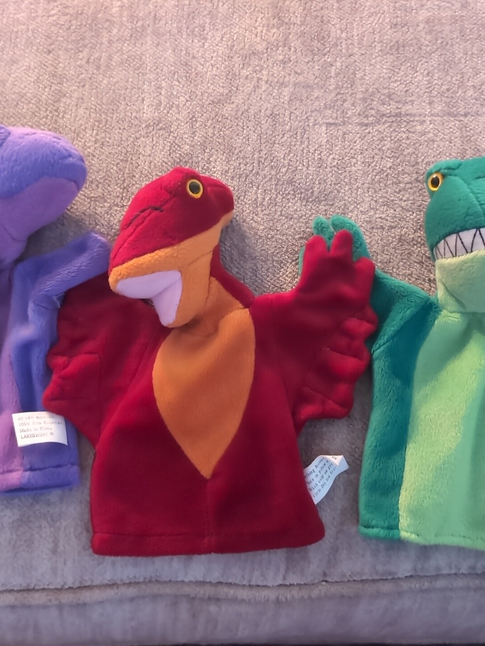 Colorful Dinosaur Puppet Lot Lakeshore Educational Toys Pretend Play Pre K